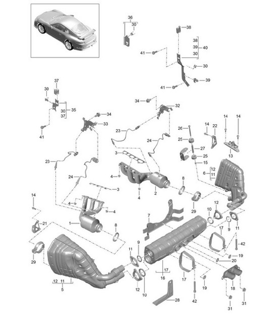 Diagram 202-000 Porsche Cayman 718C (982C) 2017>> Fuel System, Exhaust System