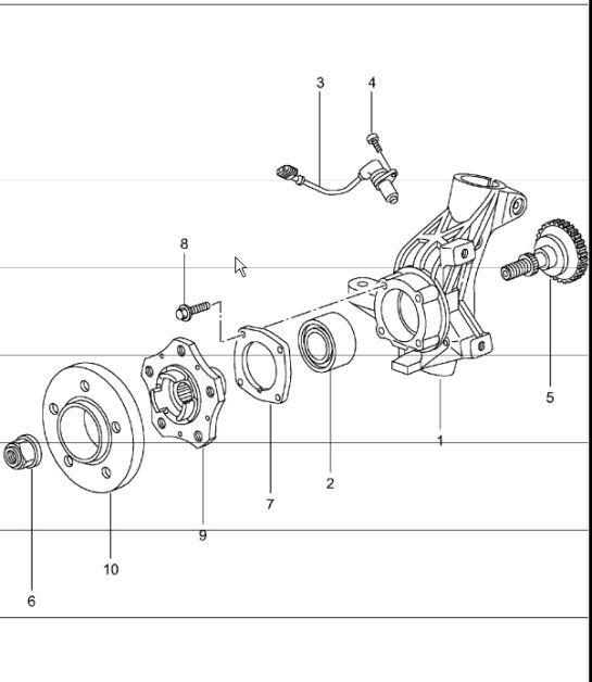 Diagram 401-05 Porsche 997 Carrera 2 3.6L 2005>> Front Axle, Steering 