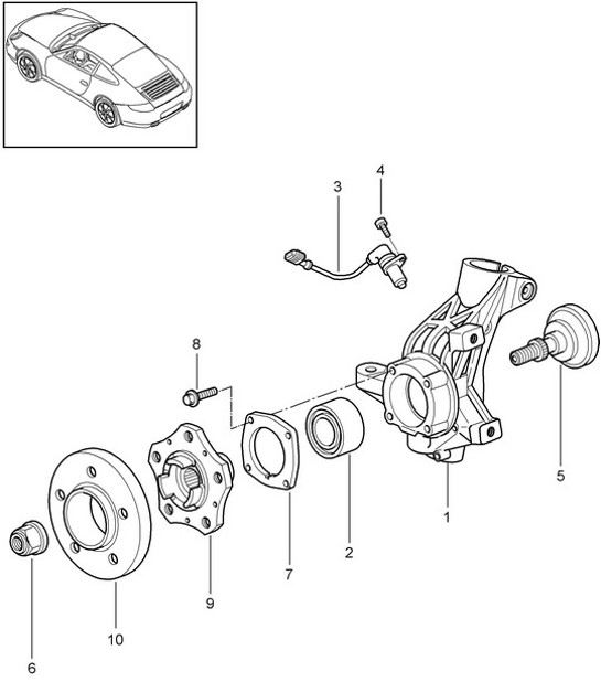 Diagram 401-005 Porsche Boxster S 986 3.2L 2003-04 Front Axle, Steering 