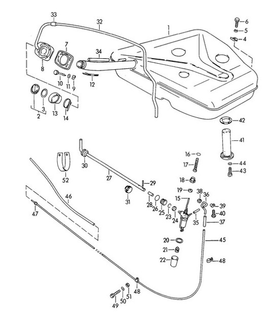 Diagram 201-005 Porsche 356 (1950-1965) Fuel System, Exhaust System