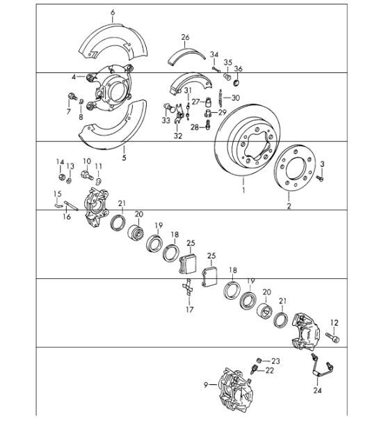 Diagram 603-00 Porsche 911 & 912 (1965-1989) Wheels, Brakes