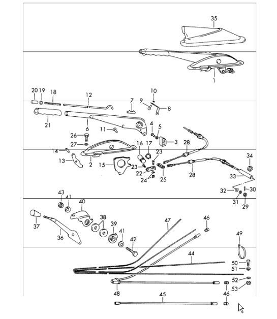 Diagram 701-05 Porsche 911 & 912 (1965-1989) Hand Lever System, Pedal Cluster 