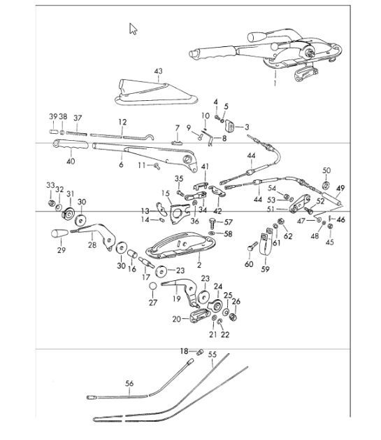 Diagram 701-20 Porsche 911 & 912 (1965-1989) Hand Lever System, Pedal Cluster 