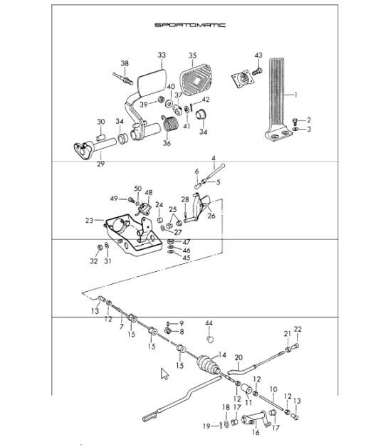 Diagram 702-10 Porsche 911 & 912 (1965-1989) Hand Lever System, Pedal Cluster 