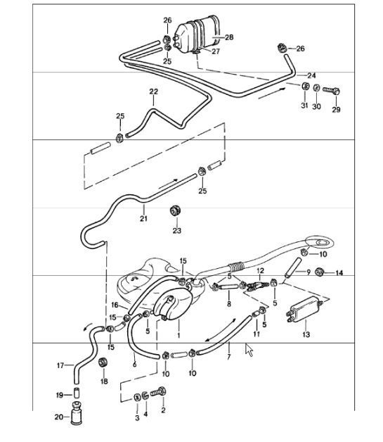 Diagram 201-15 Porsche 911 & 912 (1965-1989) Fuel System, Exhaust System