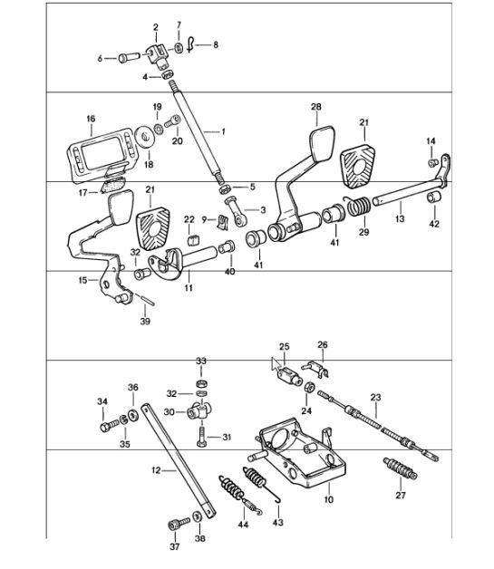 Diagram 702-00 Porsche Cayenne 3.6L 2007>> Sistema de palanca manual, conjunto de pedales 