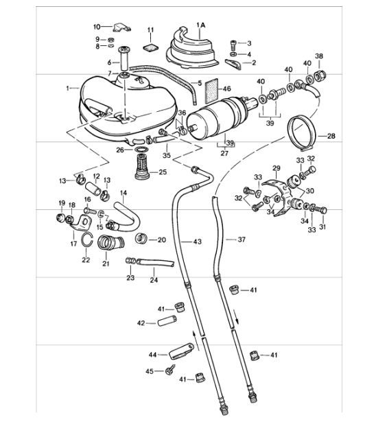 Diagram 201-00 Porsche 911 & 912 (1965-1989) Fuel System, Exhaust System