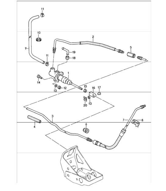 Diagram 702-08 Porsche 911 & 912 (1965-1989) Hand Lever System, Pedal Cluster 