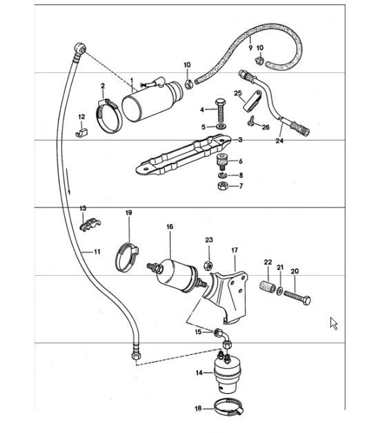 Diagram 201-15 Porsche 911 & 912 (1965-1989) Fuel System, Exhaust System