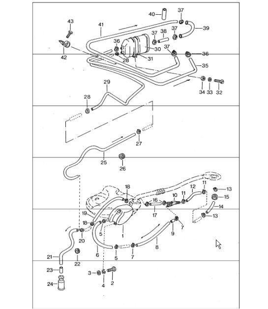 Diagram 201-30 Porsche 911 & 912 (1965-1989) Fuel System, Exhaust System