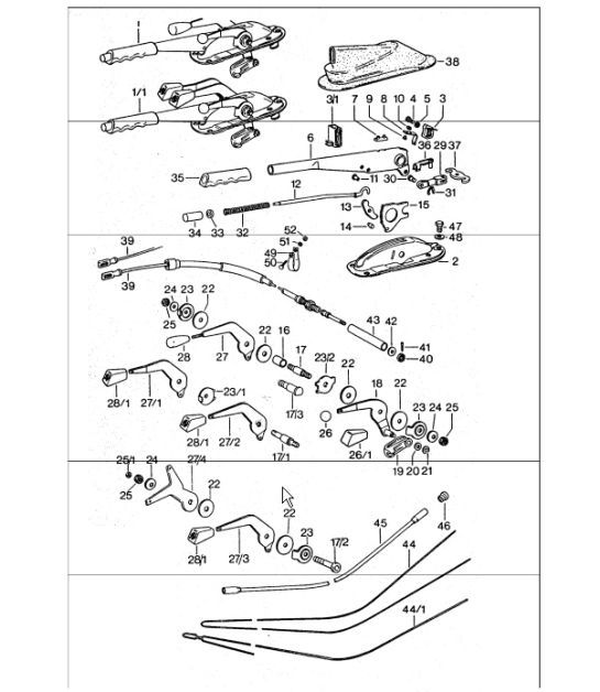 Diagram 701-05 Porsche 911 & 912 (1965-1989) Hand Lever System, Pedal Cluster 