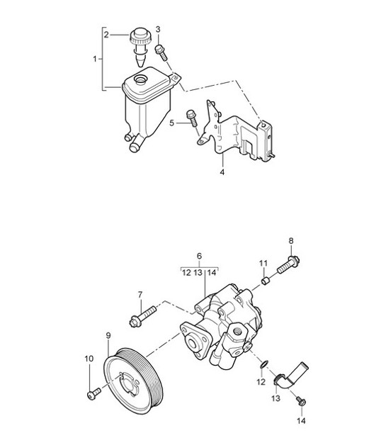 Diagram 403-03 Porsche Cayenne 9PA (955) 2003-2006 Front Axle, Steering 