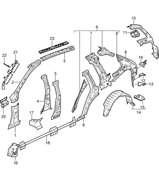 Diagram 801-50 Porsche Cayenne 9PA (955) 2003-2006 Body