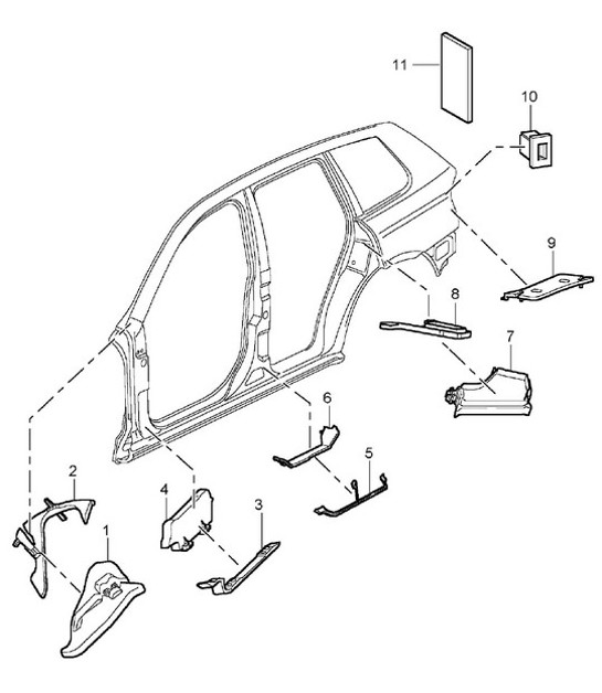 Sound absorber / A-pillar Until D-pillar Cayenne 9PA (955) 2003-06