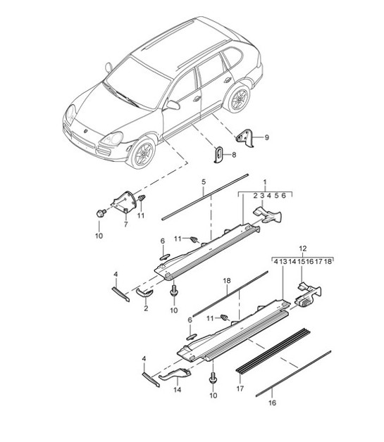 Linings / Accessories / Door sill Cayenne 9PA (955) 2003-06