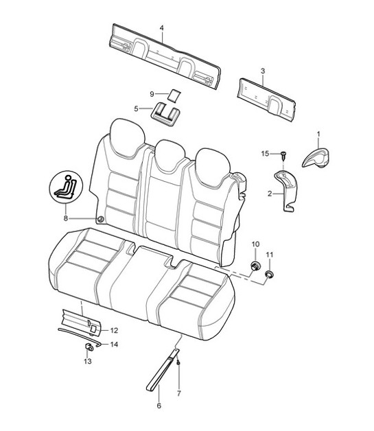 Back seat backrest / Cover Cayenne 9PA (955) 2003-06