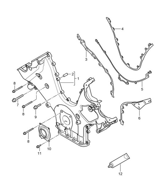 Diagram 101-060 Porsche Cayenne 9PA1 (957) 2007-2010 Engine