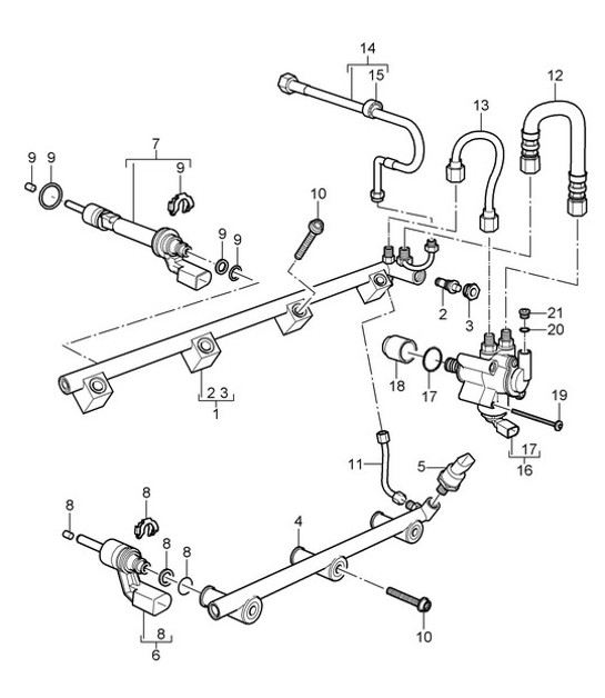 Diagram 107-007 Porsche Cayenne 9PA1 (957) 2007-2010 Engine