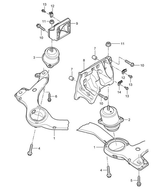 Diagram 109-005 Porsche Cayenne 9PA1 (957) 2007-2010 Engine