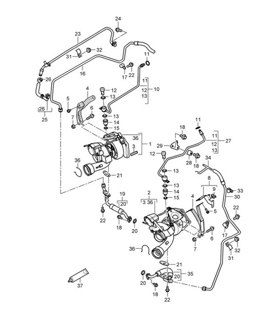 Diagram 202-030 Porsche Cayenne 9PA1 (957) 2007-2010 Fuel System, Exhaust System