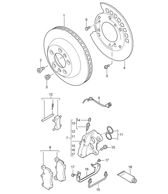 Diagram 603-000 Porsche Cayenne 9PA1 (957) 2007-2010 Wheels, Brakes