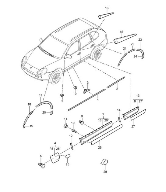 Diagram 810-005 Porsche Cayenne 9PA1 (957) 2007-2010 Body