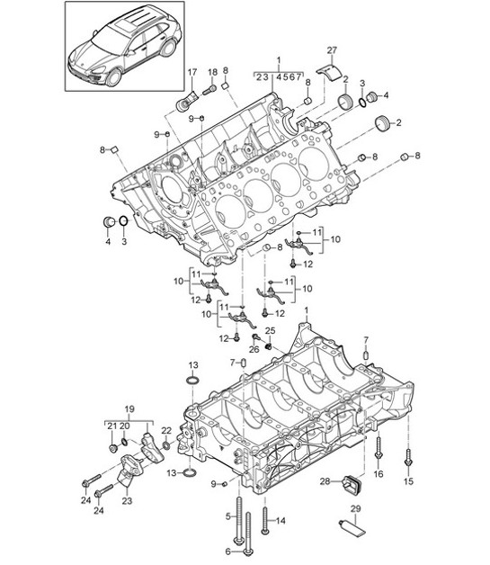 Diagram 101-040 Porsche Cayenne 92A (958) 2010-2017 Engine