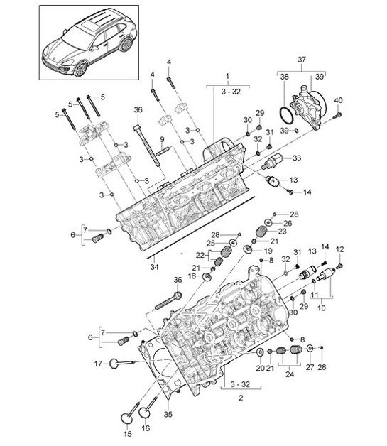 Diagram 103-002 Porsche Cayenne 92A (958) 2010-2017 Engine