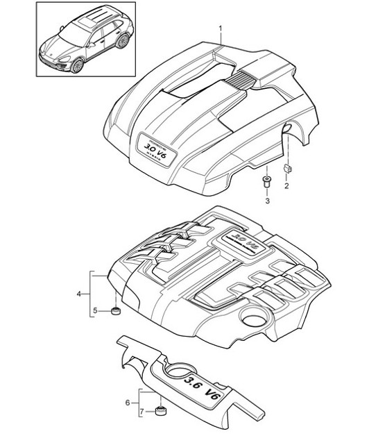 Diagram 103-045 Porsche Cayenne 92A (958) 2010-2017 Engine