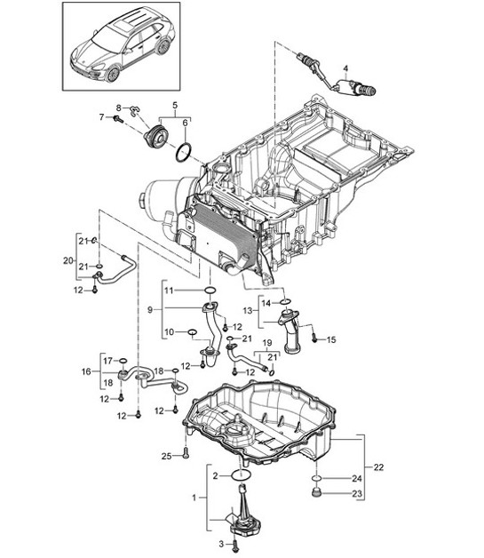 Diagram 104-055 Porsche Cayenne 92A (958) 2010-2017 Engine