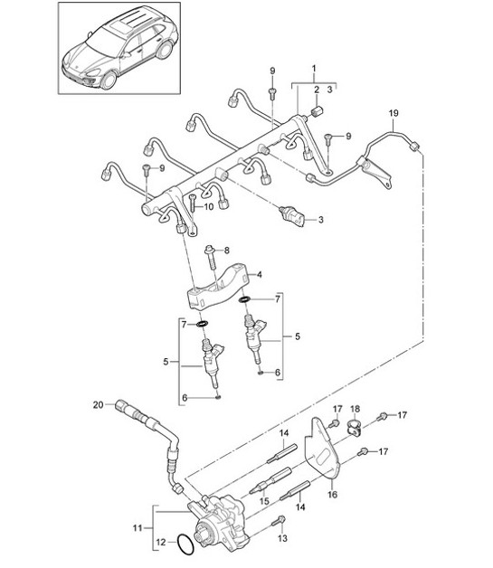 Diagram 107-026 Porsche Cayenne 92A (958) 2010-2017 Engine