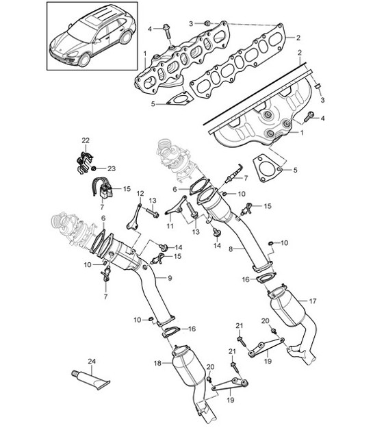 Diagram 202-005 Porsche Cayenne 92A (958) 2010-2017 Fuel System, Exhaust System