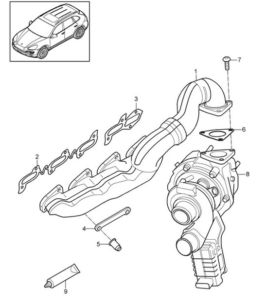 Diagram 202-018 Porsche Cayenne 92A (958) 2010-2017 Fuel System, Exhaust System