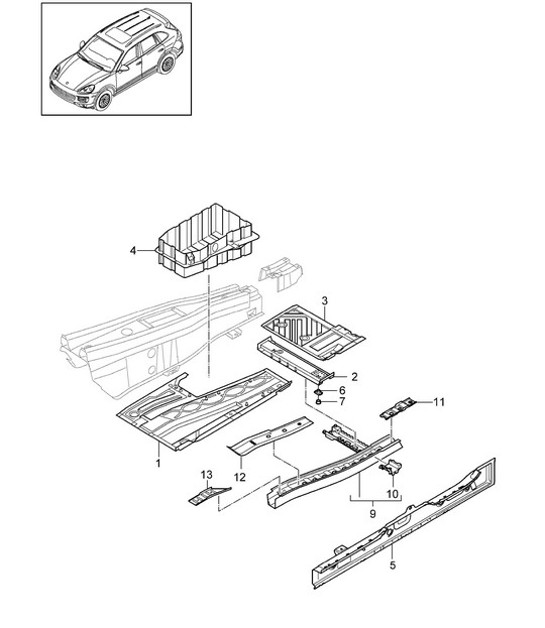 Diagram 801-022 Porsche Cayenne 92A (958) 2010-2017 Body