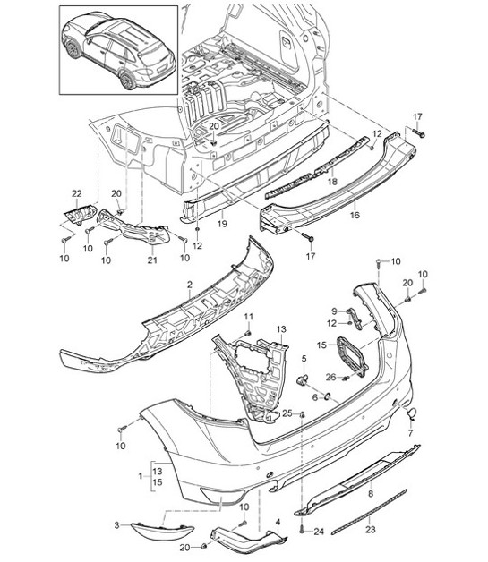 Diagram 802-050 Porsche Cayenne MK3 (958) 2010-2017 Carrosserie