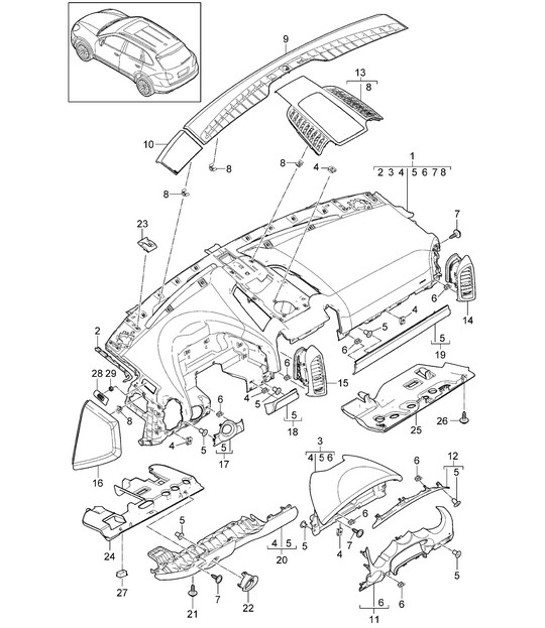 Diagram 809-005 Porsche Cayenne 92A (958) 2010-2017 Body