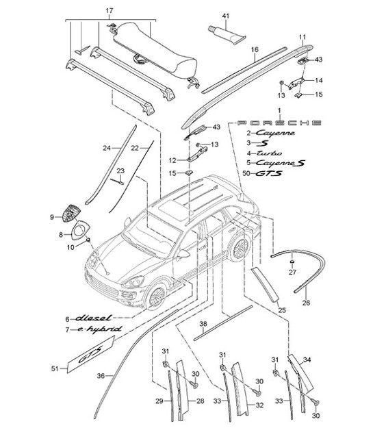 Diagram 810-002 Porsche Cayenne 92A (958) 2010-2017 Body