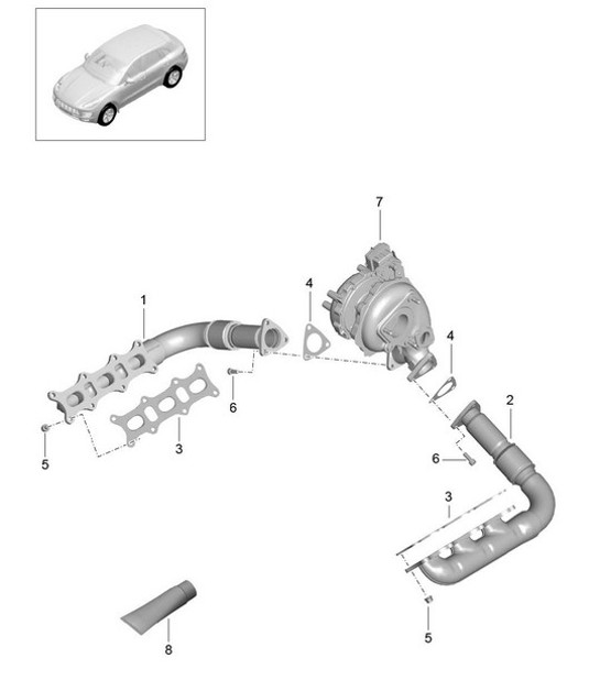 Diagram 202-005 Porsche Macan (95B) MK1 (2014-2018) Fuel System, Exhaust System