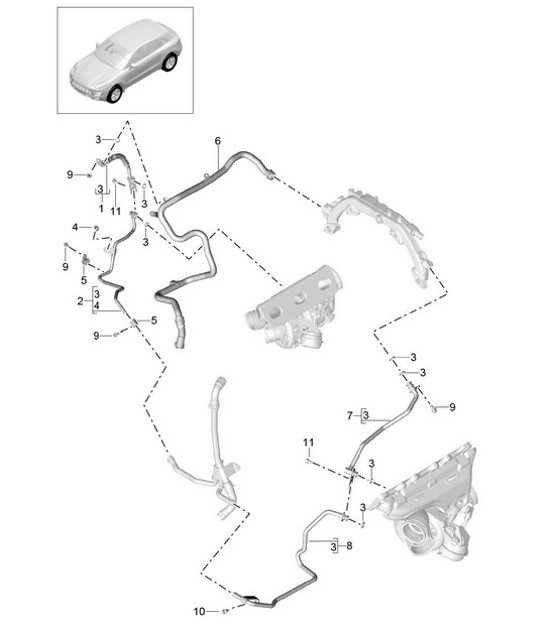 Diagram 202-080 Porsche Macan (95B) MK1 (2014-2018) Fuel System, Exhaust System