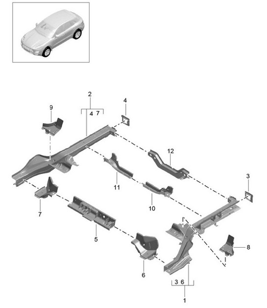 Diagram 801-025 Porsche Macan (95B) MK1 (2014-2018) Body