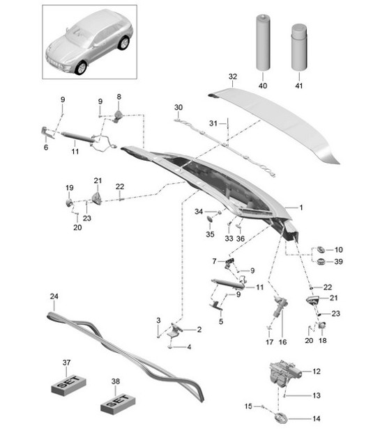 Diagram 803-005 Porsche Macan (95B) MK1 (2014-2018) Carrosserie