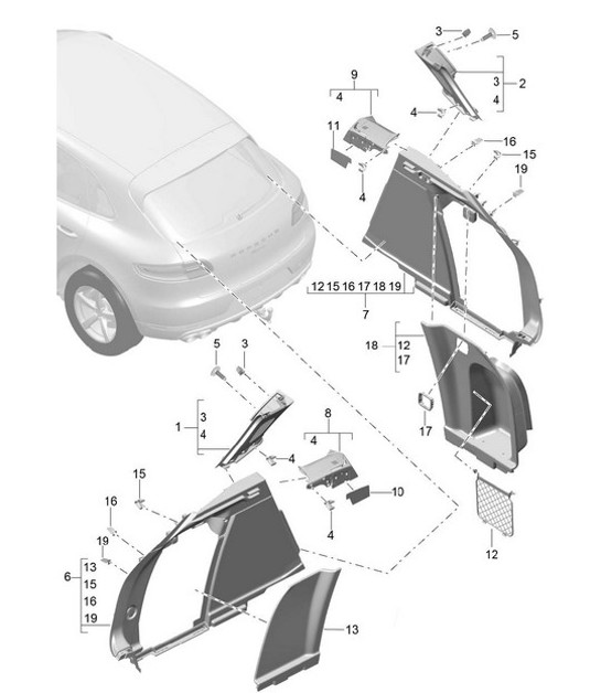 Diagram 807-045 Porsche Macan (95B) MK1 (2014-2018) Body