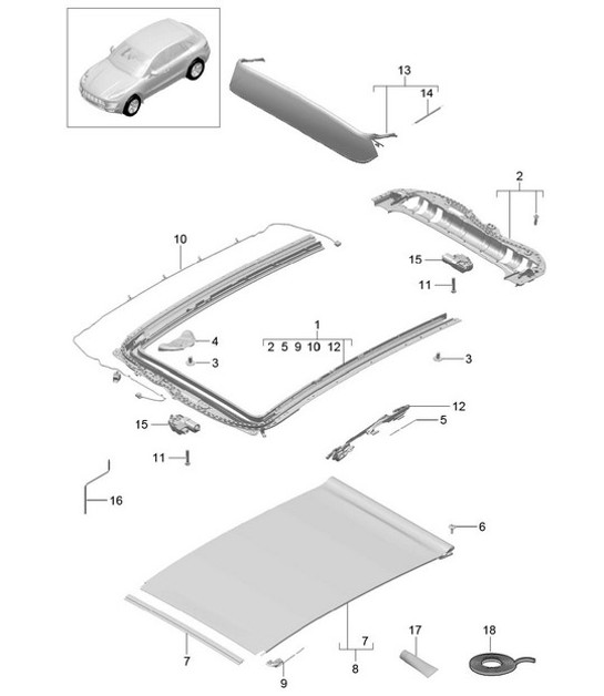 Diagram 811-005 Porsche Macan (95B) MK1 (2014-2018) Body