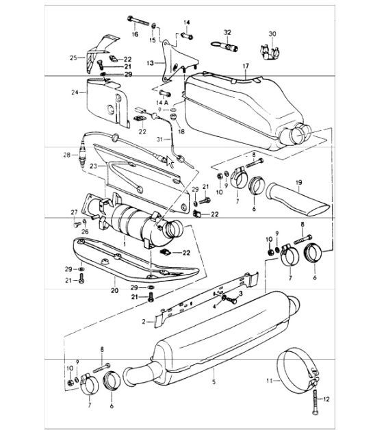 Diagram 202-00 Porsche 997 MKII Carrera C2 3.6L 2009> Sistema de combustible, sistema de escape