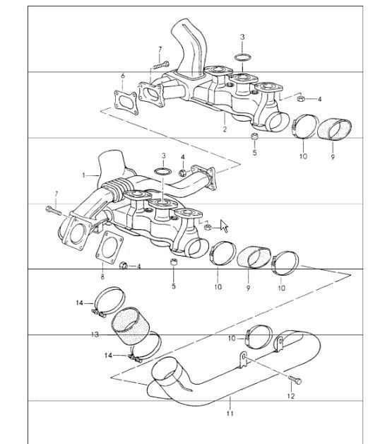 Diagram 202-05 Porsche 996 TURBO 2000-05 Système de carburant, système d'échappement