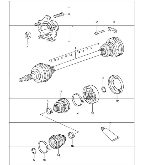 Diagram 501-05 Porsche 964 (911) (1989-1994) Rear Axle