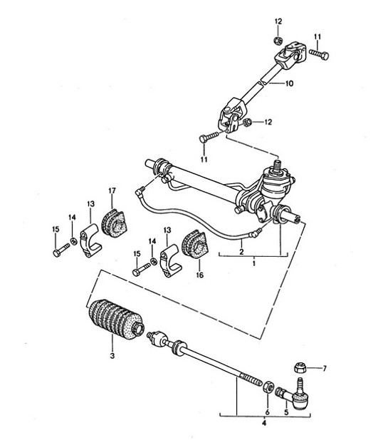 Diagram 403-000 Porsche 968 (1992-1995) Front Axle, Steering 