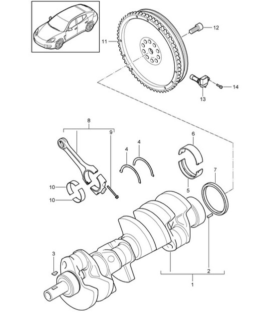 Diagram 102-000 Porsche Panamera 970 MK1 (2009-2013) Engine