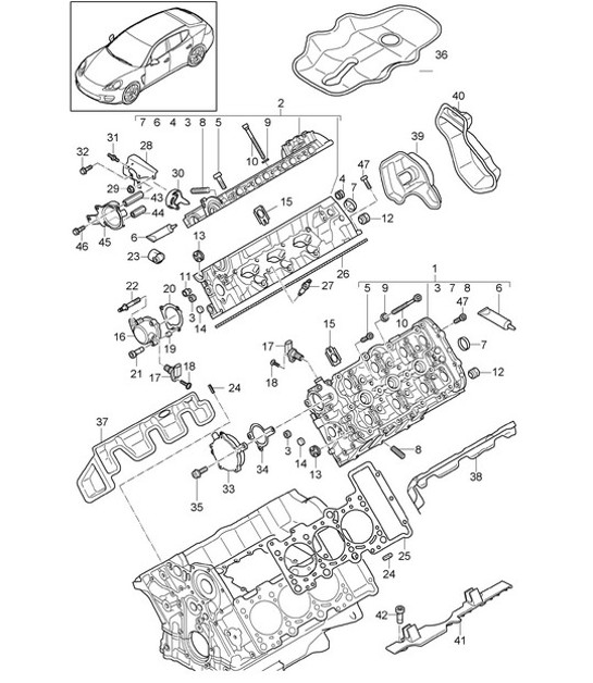 Diagram 103-007 Porsche Panamera 970 MK1 (2009-2013) Engine