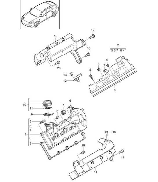 Diagram 103-025 Porsche Panamera 970 MK1 (2009-2013) Engine